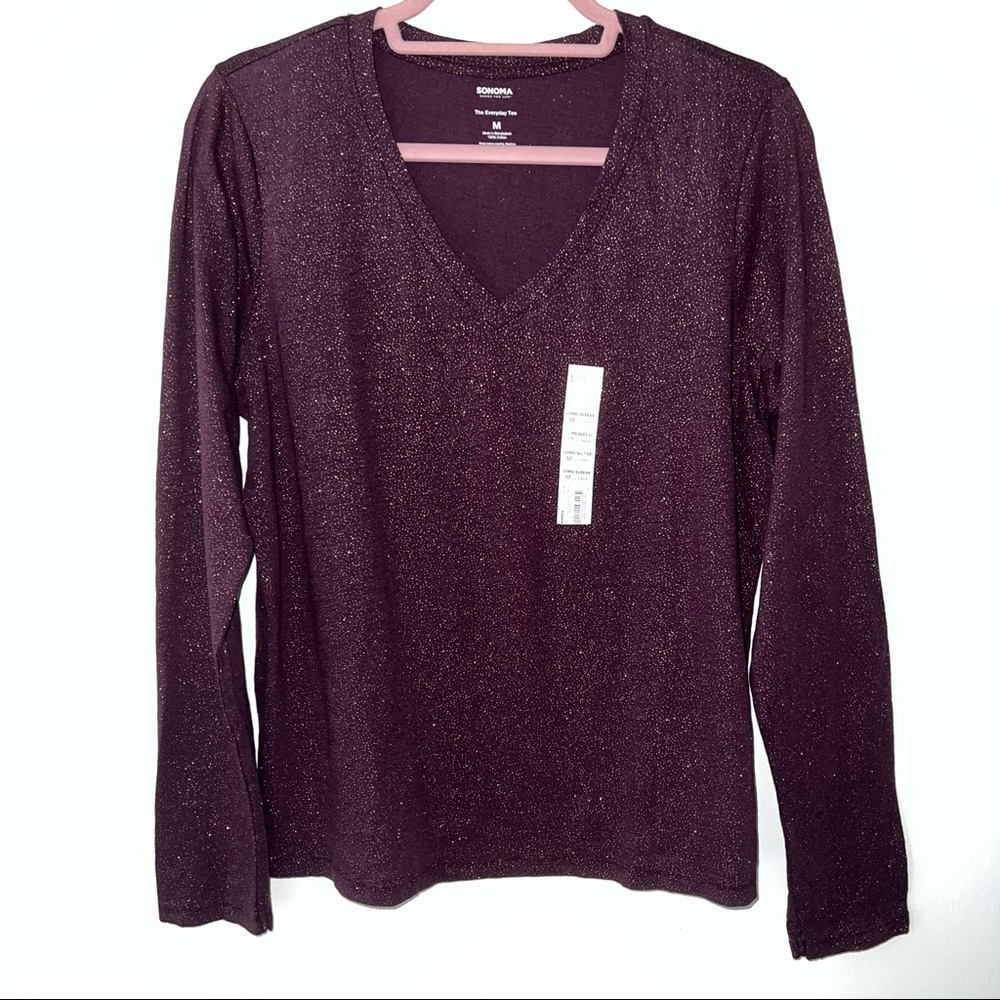 Glittery plum V-neck